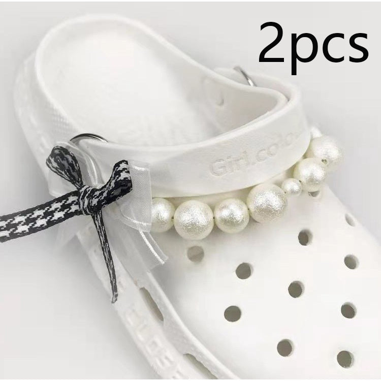 Pearl Chain Shoe Charms – Decorative Bow & Buckle Accessories for Hole Shoes – INS Style