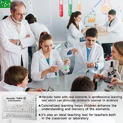 Acrylic Periodic Table with 83 Real Element Samples - Interactive & Easy-to-Read Science Display | Creative Gifts for Students & Science Lovers