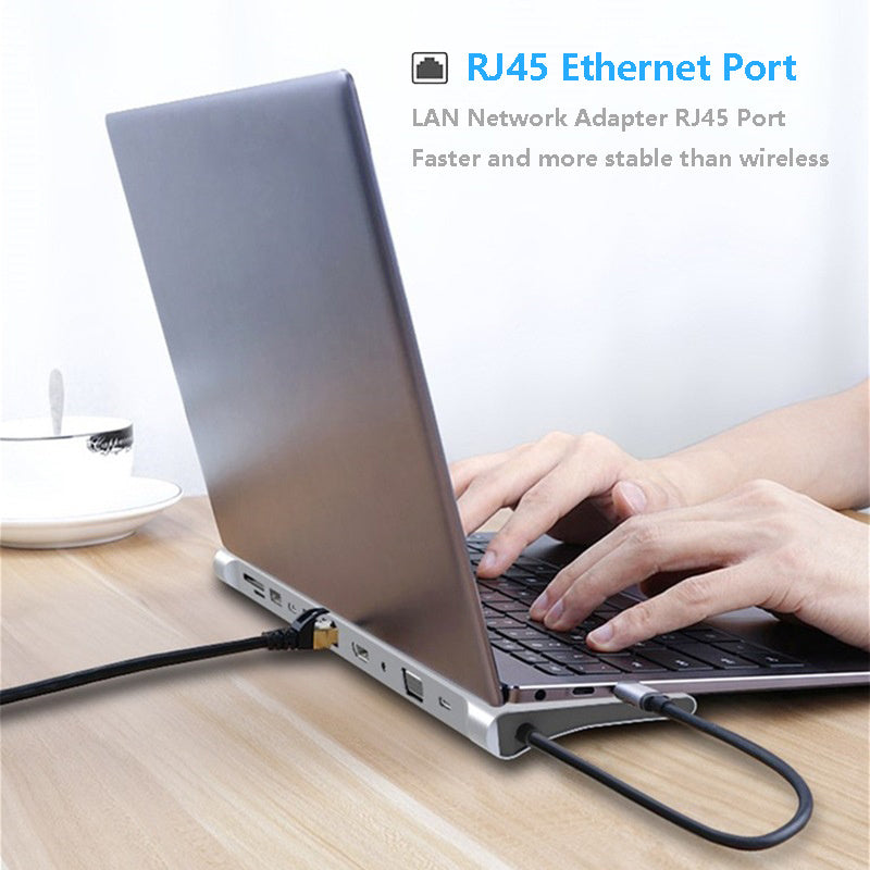 11-in-1 Laptop Docking Station Hub – Multi-Port USB-C Expansion Dock for Laptop, MacBook, PC