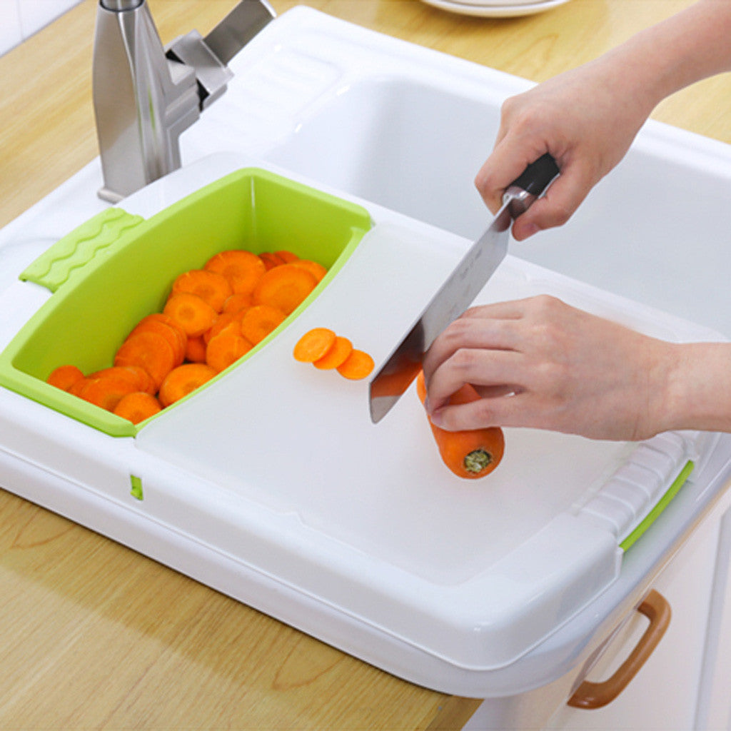 Kitchen Drain Cutting Board - Integrated Drainage & Food Prep Board for Easy Cleanup
