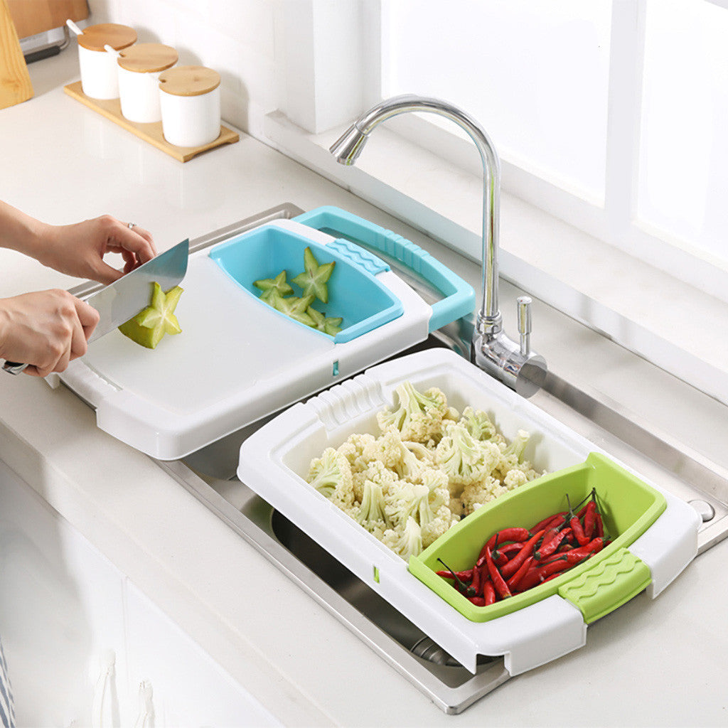 Kitchen Drain Cutting Board - Integrated Drainage & Food Prep Board for Easy Cleanup
