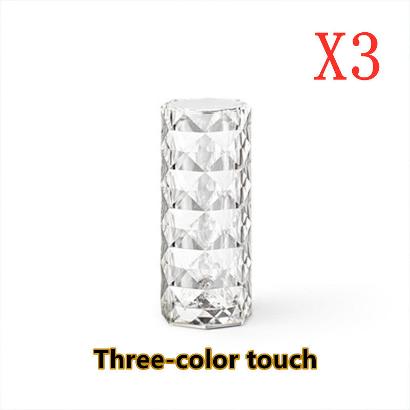 Nordic Crystal USB Table Lamp - Touch Dimming Rose Projector Night Light for Bedroom & Atmosphere Decor