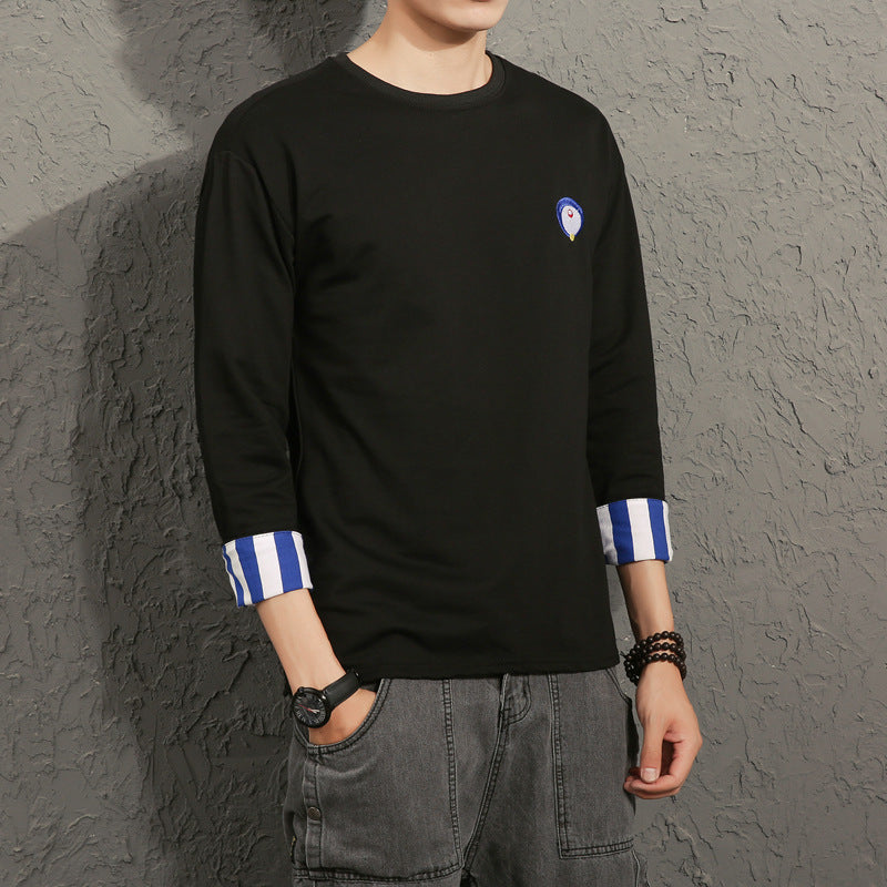 Men's Quarter Sleeve Loose T-Shirt – Fashionable Autumn Sweater Top for Men