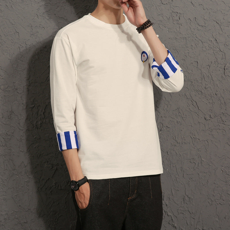 Men's Quarter Sleeve Loose T-Shirt – Fashionable Autumn Sweater Top for Men