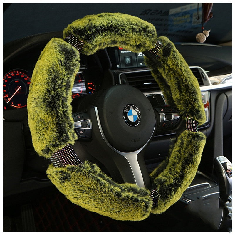 Winter Plush Steering Wheel Cover - Korean Diamond Fashion & Cute Handle Cover for Cars | Premium Auto Accessories