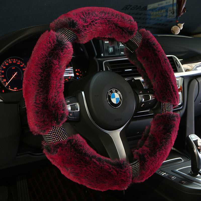 Winter Plush Steering Wheel Cover - Korean Diamond Fashion & Cute Handle Cover for Cars | Premium Auto Accessories