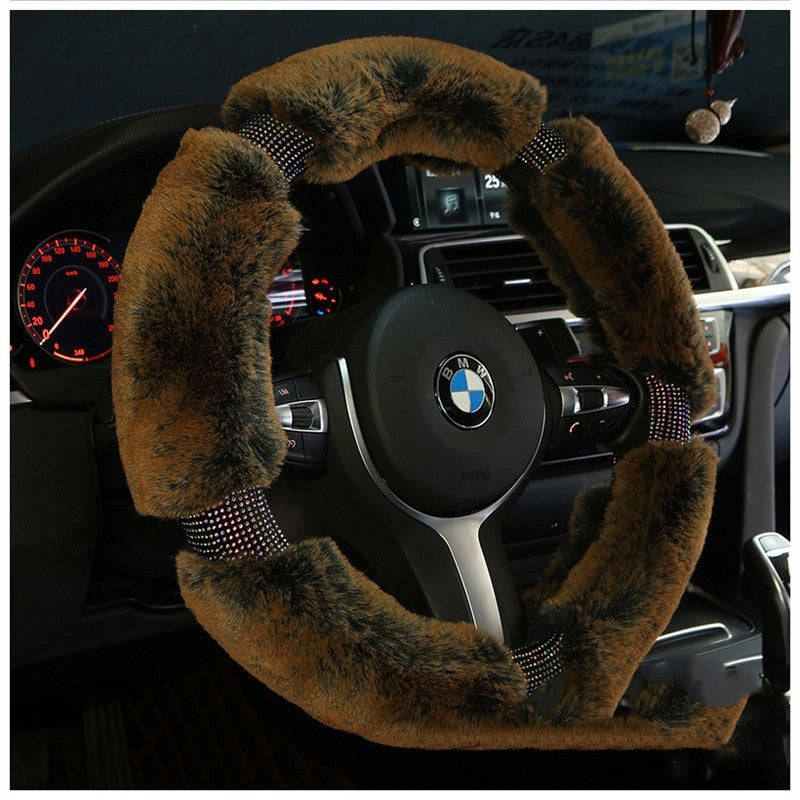 Winter Plush Steering Wheel Cover - Korean Diamond Fashion & Cute Handle Cover for Cars | Premium Auto Accessories