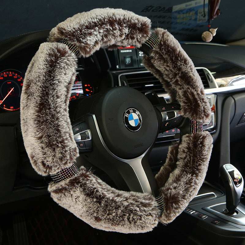Winter Plush Steering Wheel Cover - Korean Diamond Fashion & Cute Handle Cover for Cars | Premium Auto Accessories