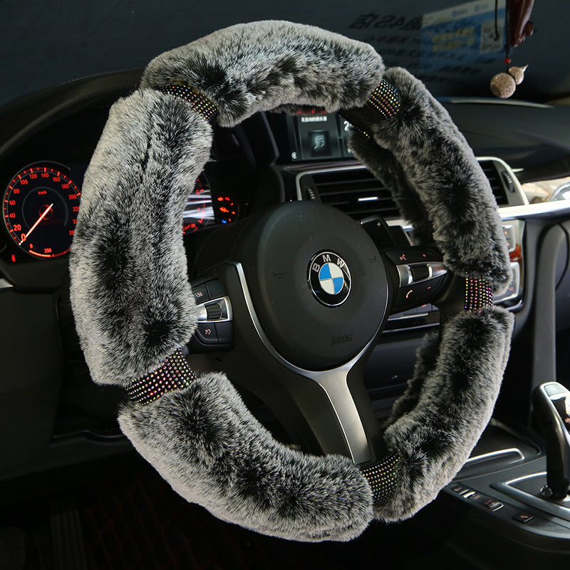 Winter Plush Steering Wheel Cover - Korean Diamond Fashion & Cute Handle Cover for Cars | Premium Auto Accessories