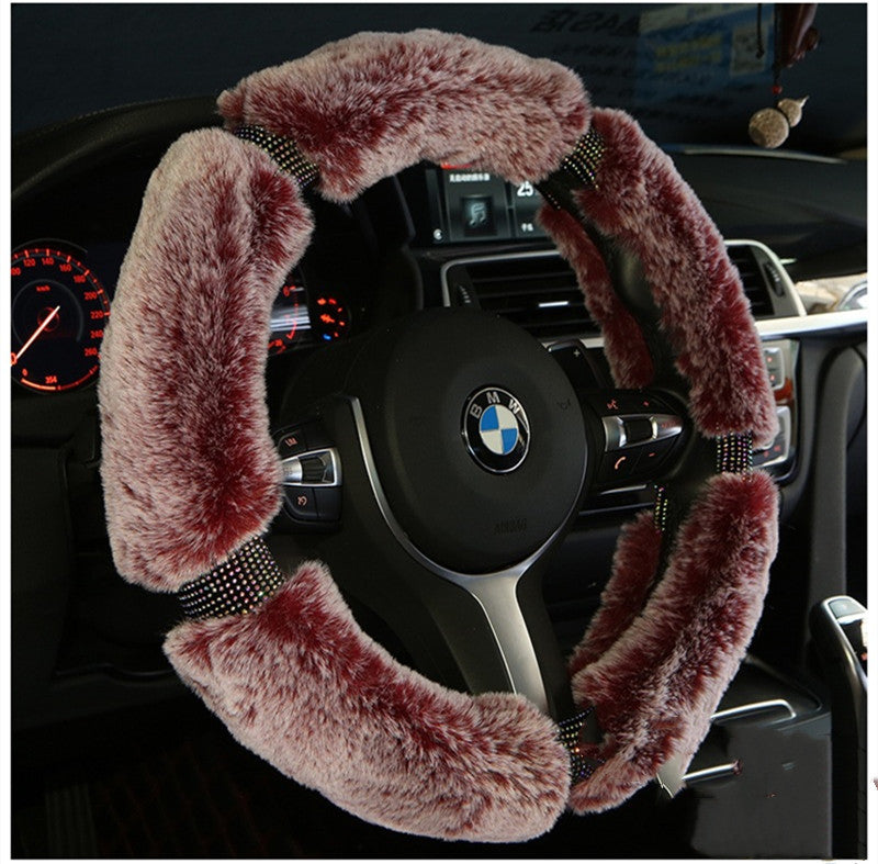 Winter Plush Steering Wheel Cover - Korean Diamond Fashion & Cute Handle Cover for Cars | Premium Auto Accessories