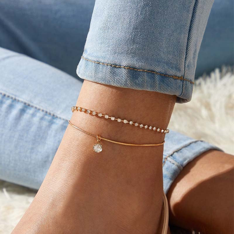 LETAPI Bohemian Beads Anklet for Women - Boho Cubic Zirconia Ankle Bracelet | Stylish Leg Jewelry