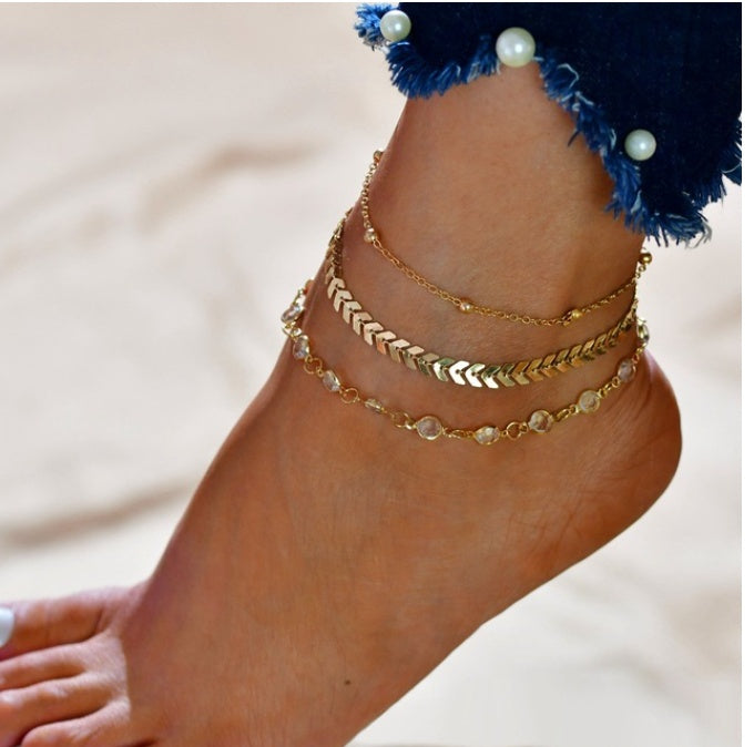LETAPI Bohemian Beads Anklet for Women - Boho Cubic Zirconia Ankle Bracelet | Stylish Leg Jewelry