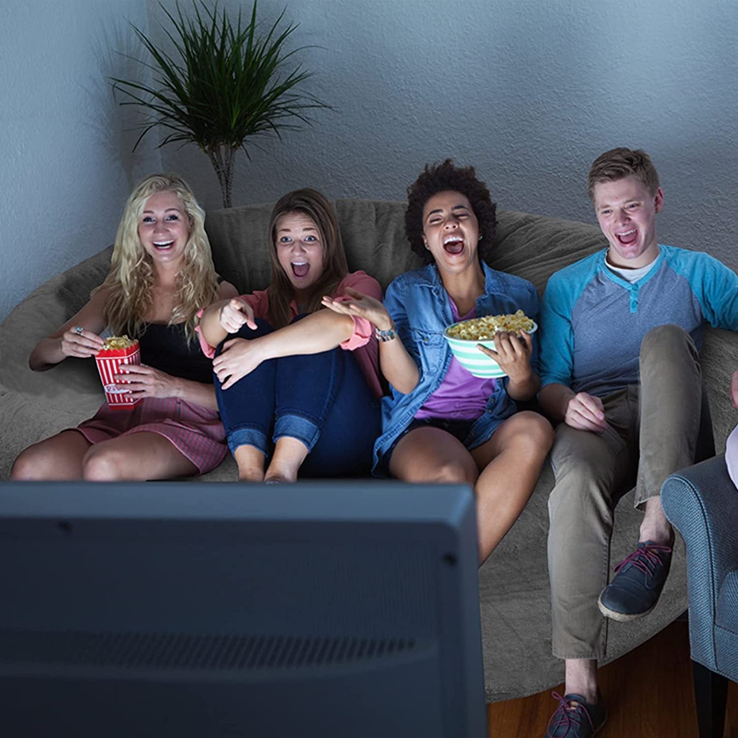 Bag Chair Cover - Big Round Soft Fluffy PV Velvet Sofa Bed Cover for Living Room | 5ft Black Lazy Sofa Bed Cushion Cover