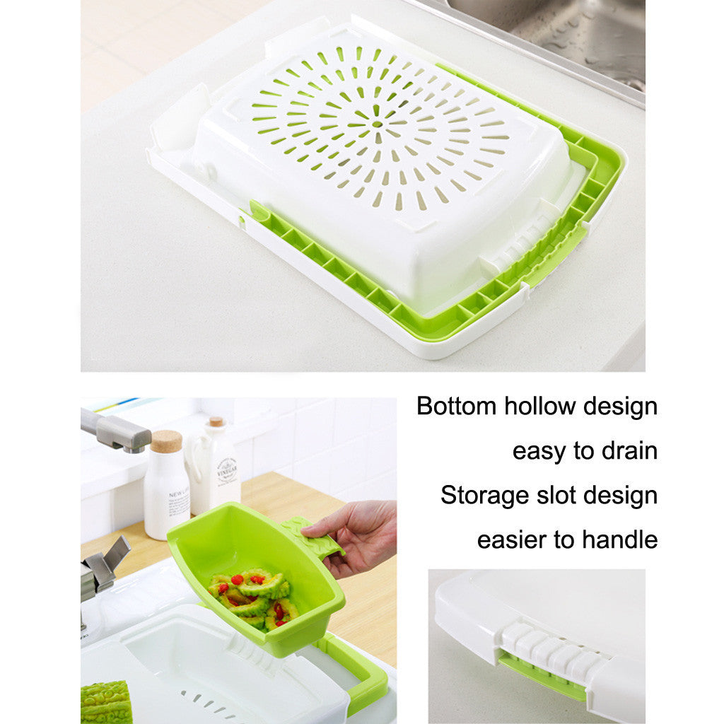Kitchen Drain Cutting Board - Integrated Drainage & Food Prep Board for Easy Cleanup