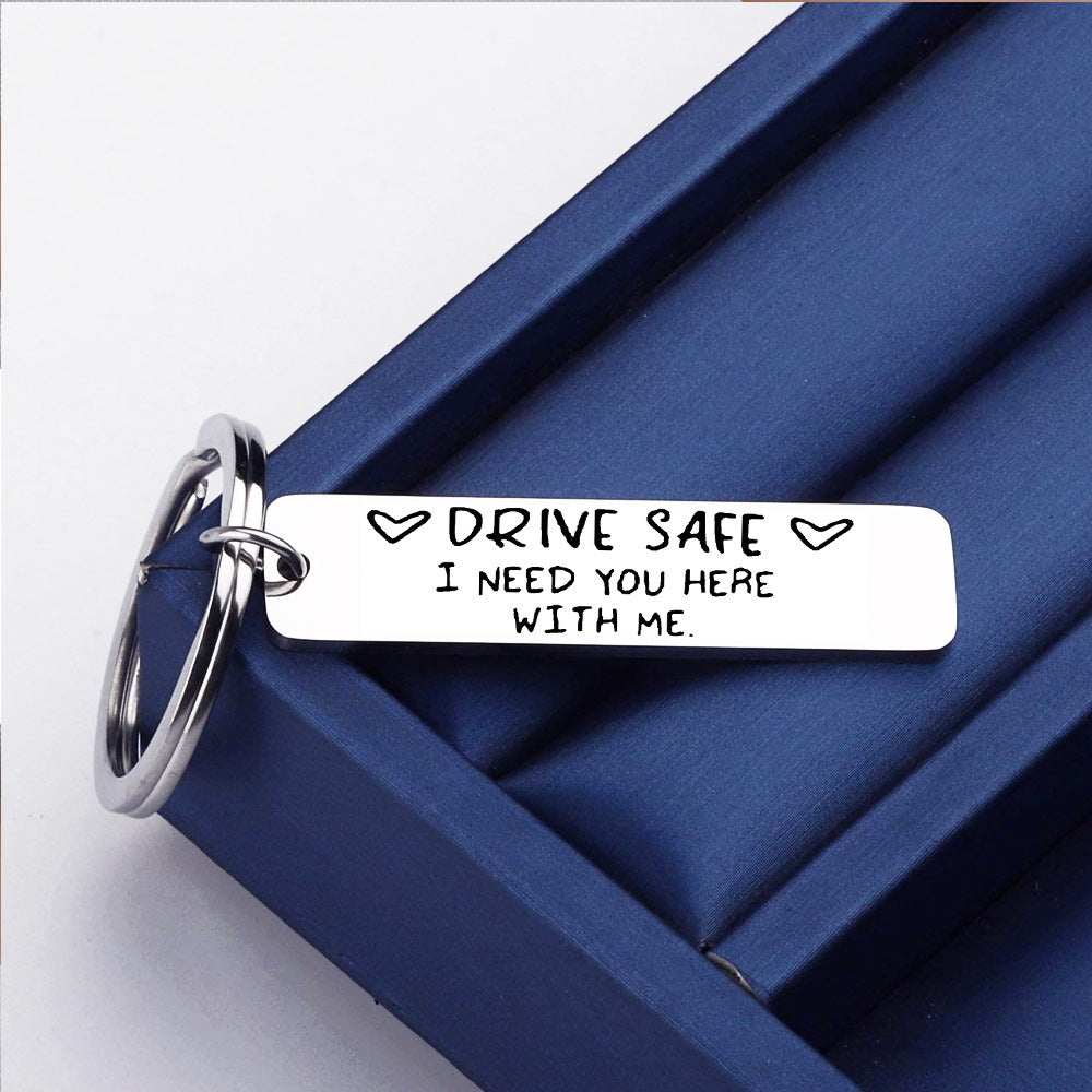 Be Safe Honey Stainless Steel Keychain - Engraved Message Key Ring for Loved Ones | Thoughtful Gift for Him & Her