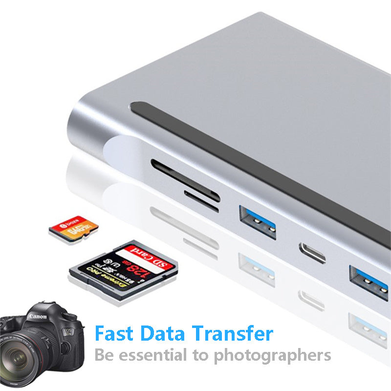 11-in-1 Laptop Docking Station Hub – Multi-Port USB-C Expansion Dock for Laptop, MacBook, PC