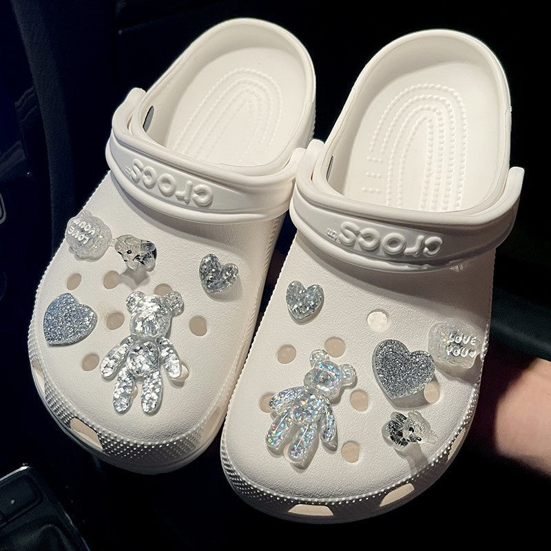 Crystal Bear Cave Shoe Accessories – Decorative Buckle & Flower Charms for Shoes