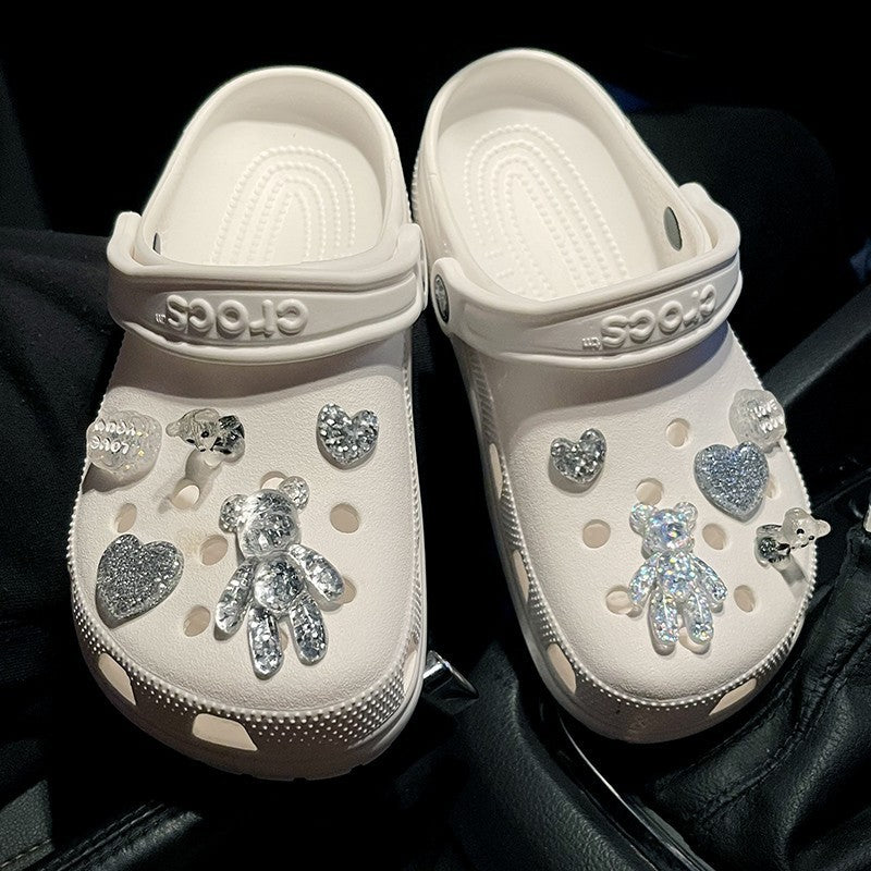 Crystal Bear Cave Shoe Accessories – Decorative Buckle & Flower Charms for Shoes