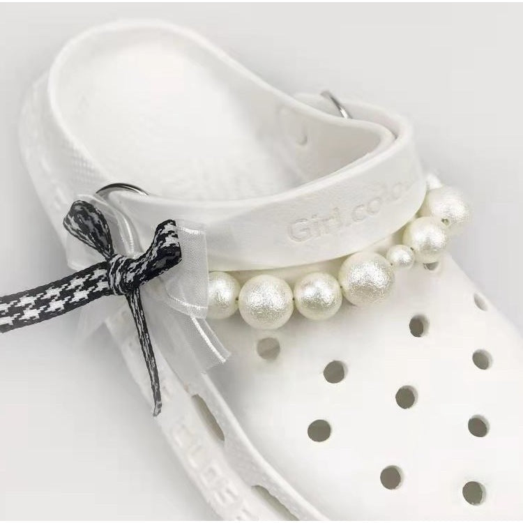 Pearl Chain Shoe Charms – Decorative Bow & Buckle Accessories for Hole Shoes – INS Style