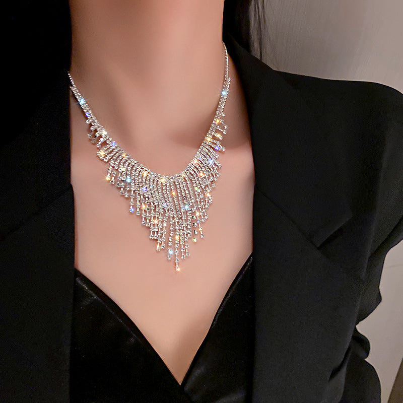 European And American Fashion Necklace Spring New Diamond Tassel Necklace