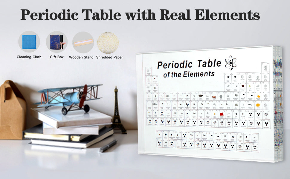 Acrylic Periodic Table with 83 Real Element Samples - Interactive & Easy-to-Read Science Display | Creative Gifts for Students & Science Lovers