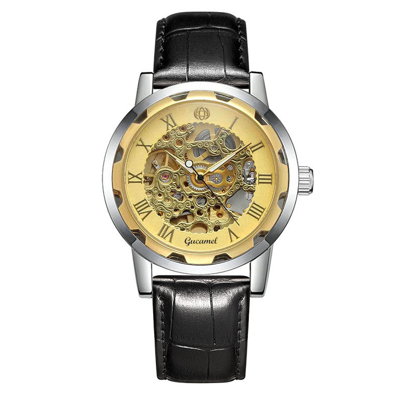 Steel Strip Hollow Gold Manual Mechanical Watch