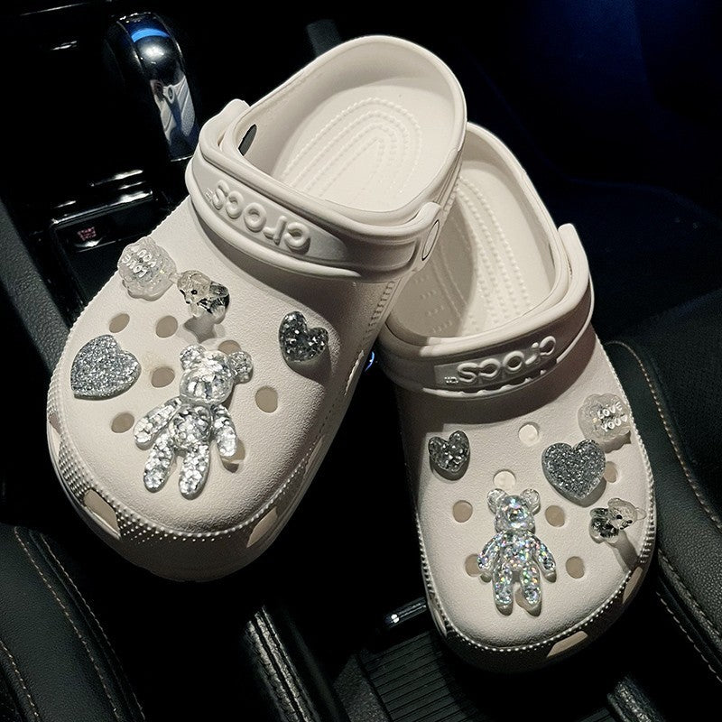 Crystal Bear Cave Shoe Accessories – Decorative Buckle & Flower Charms for Shoes