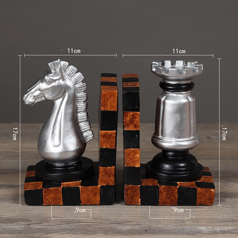 European-Style Resin Chess Bookends - Decorative & Functional Book Holders for Home & Office