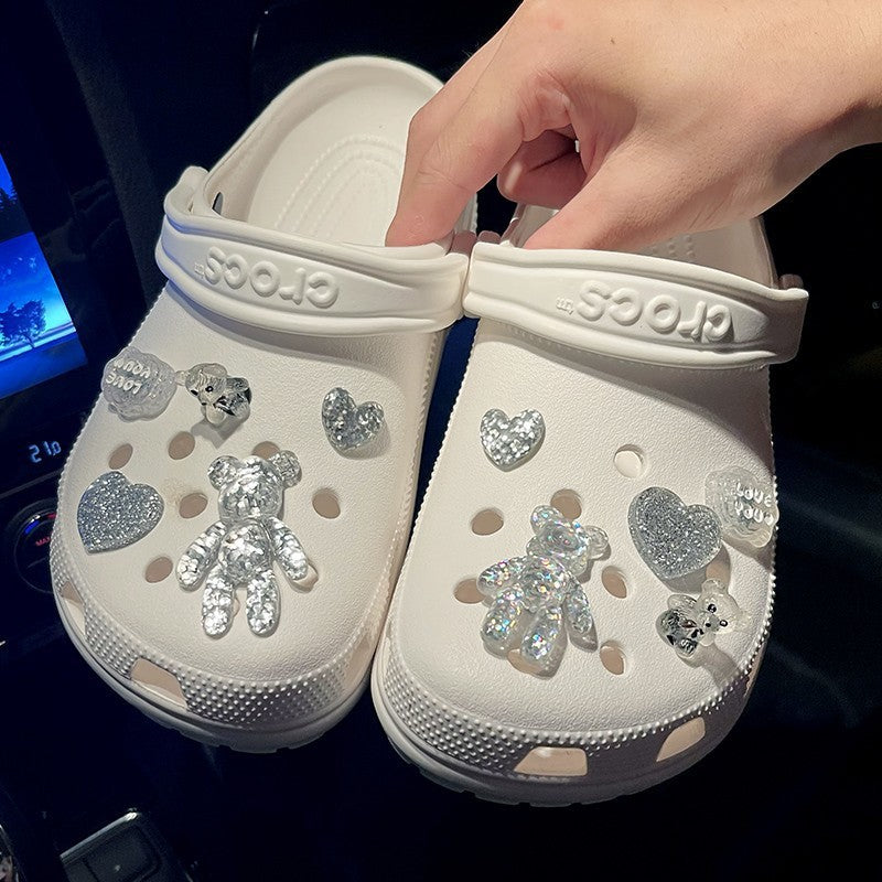 Crystal Bear Cave Shoe Accessories – Decorative Buckle & Flower Charms for Shoes