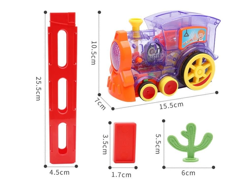 Domino Train Toy for Babies - Electric Car Puzzle with Automatic Release & Building Blocks Train Set