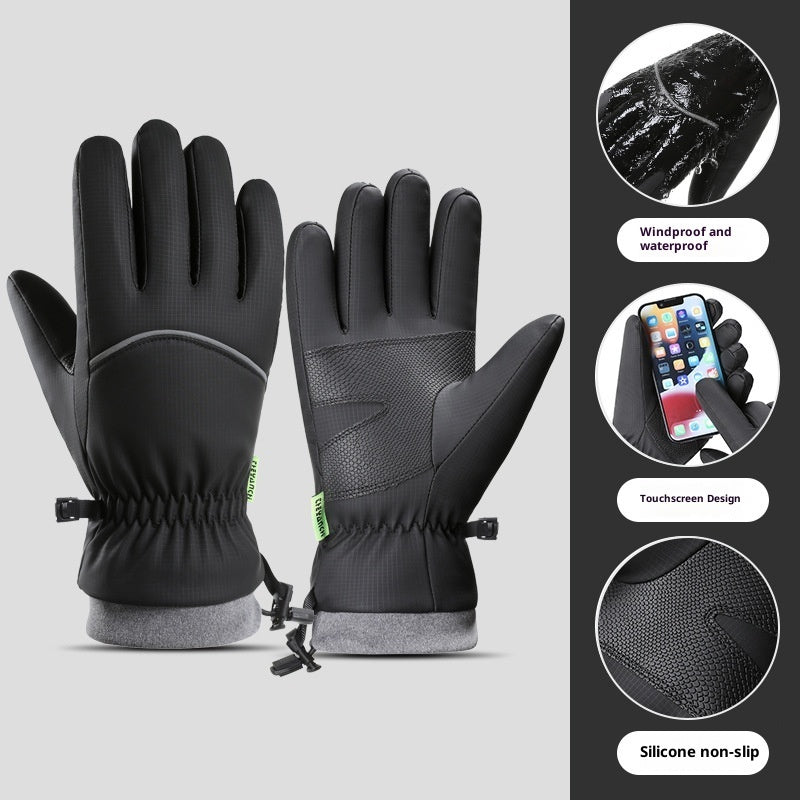 Fleece-lined Thick Waterproof and Cold-resistant Gloves
