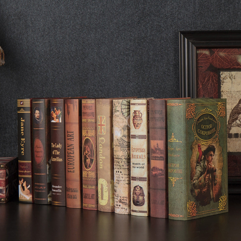 Retro Decorative Fake Books - Vintage-Inspired Book Ornaments for Home & Office Décor