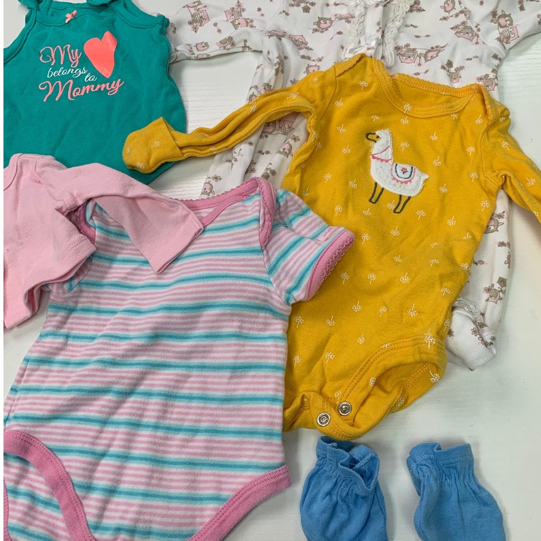 Newborn Baby Girl Sleepers One Pieces Pants Pink Outfits Clothing Lot of 9 Items
