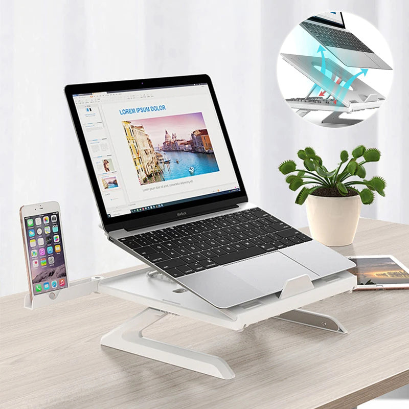 Multifunctional Laptop Stand – Folding, Adjustable Aluminum Alloy Desk Riser for Laptops & Monitors