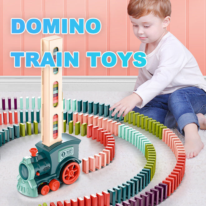Domino Train Toy for Babies - Electric Car Puzzle with Automatic Release & Building Blocks Train Set