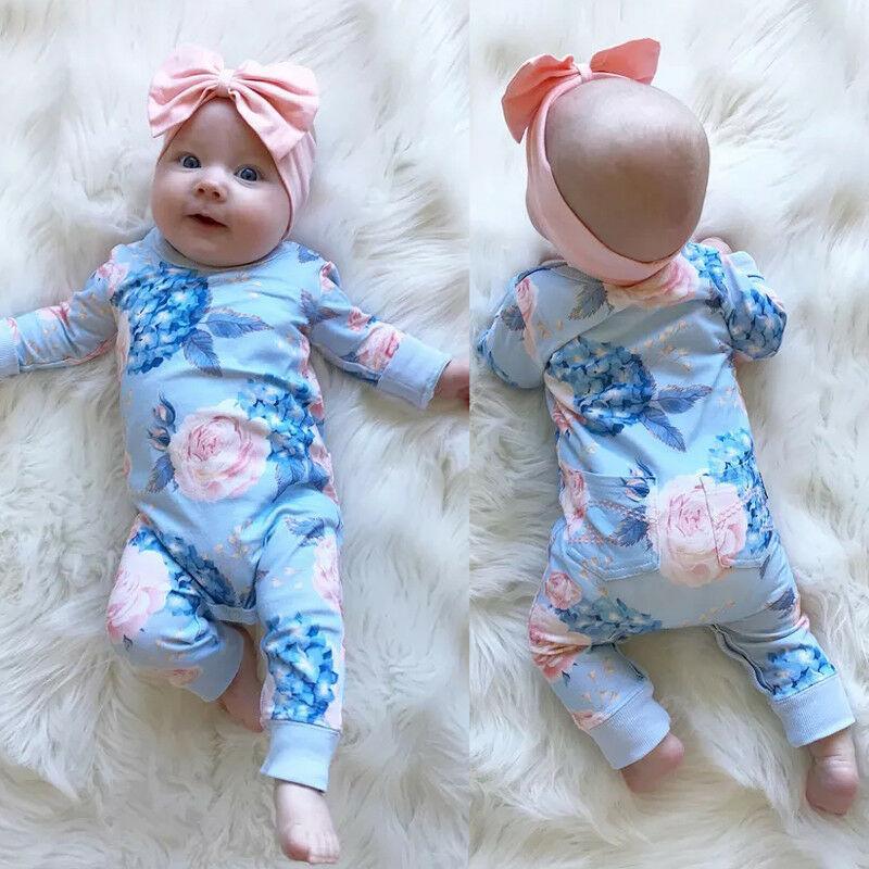 New Fashion Newborn Romper Floral Jumpsuit Baby Playsuit Girl Outfit Clothes Set For Girls