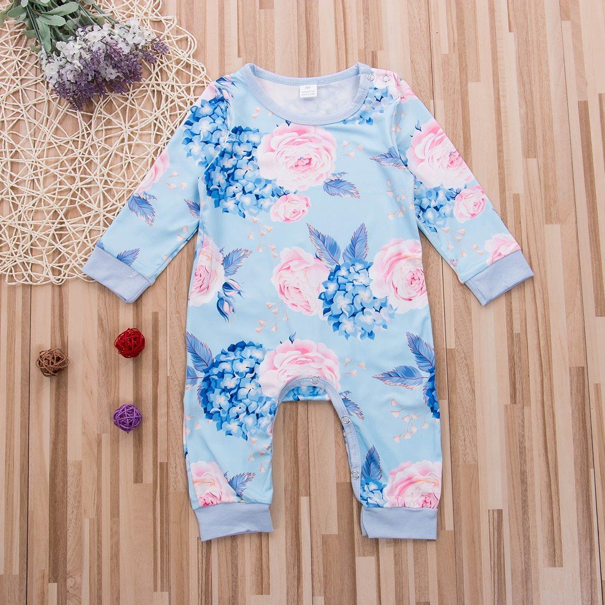 New Fashion Newborn Romper Floral Jumpsuit Baby Playsuit Girl Outfit Clothes Set For Girls