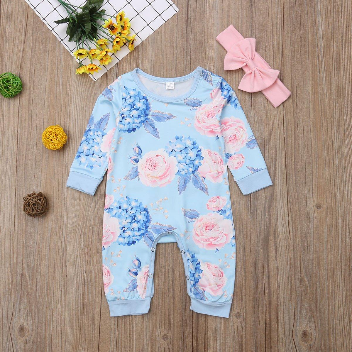 New Fashion Newborn Romper Floral Jumpsuit Baby Playsuit Girl Outfit Clothes Set For Girls