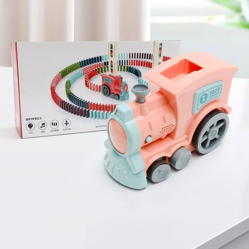 Domino Train Toy for Babies - Electric Car Puzzle with Automatic Release & Building Blocks Train Set
