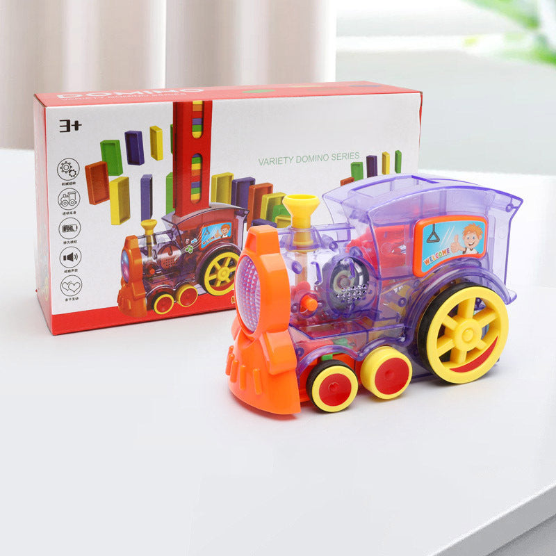 Domino Train Toy for Babies - Electric Car Puzzle with Automatic Release & Building Blocks Train Set