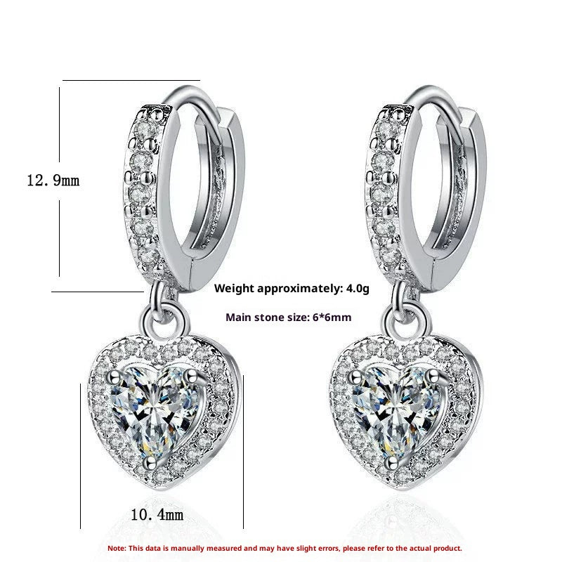 Copper Inlaid Zircon Love Earrings