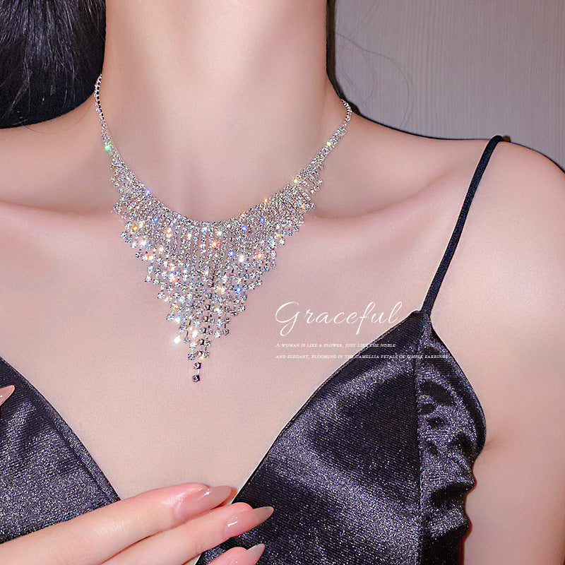 European And American Fashion Necklace Spring New Diamond Tassel Necklace