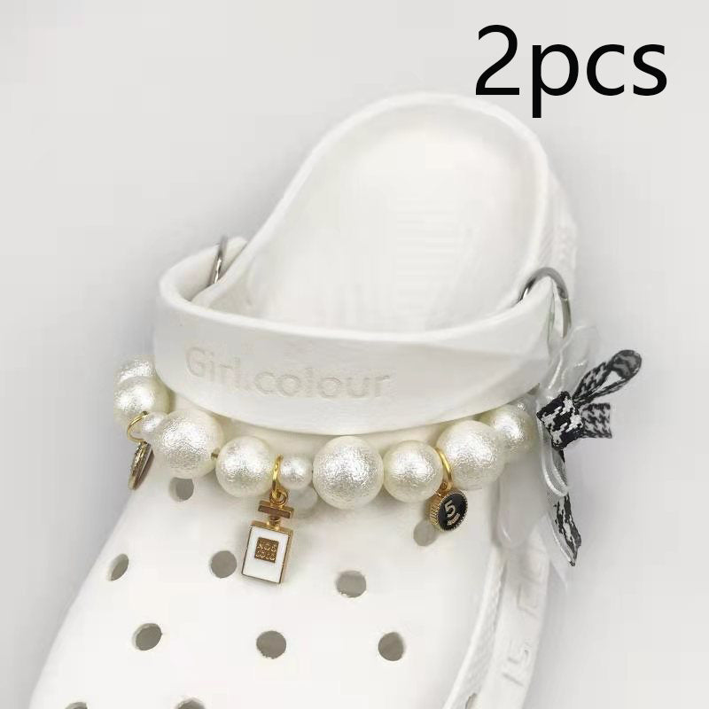 Pearl Chain Shoe Charms – Decorative Bow & Buckle Accessories for Hole Shoes – INS Style