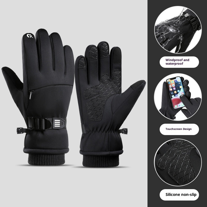 Fleece-lined Thick Waterproof and Cold-resistant Gloves