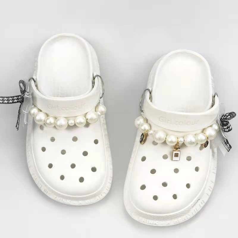 Pearl Chain Shoe Charms – Decorative Bow & Buckle Accessories for Hole Shoes – INS Style