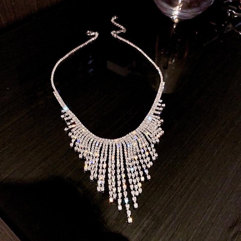 European And American Fashion Necklace Spring New Diamond Tassel Necklace