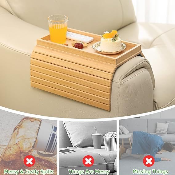 Foldable Snack Tray - Sofa Storage Tray for Fruits, Beverages & Snacks | Convenient Adjustable Tray for Home & Living