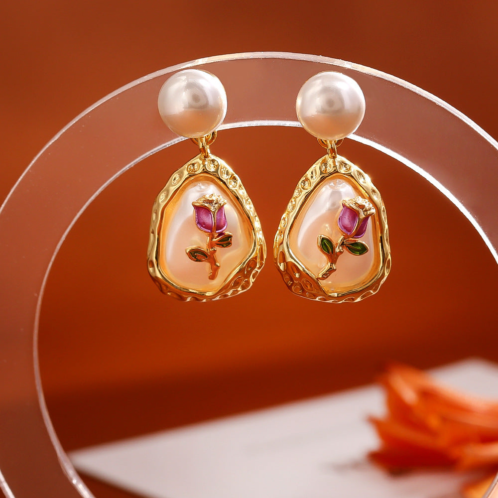 Baroque Pearl Stud Earrings High-grade Exquisite Elegant Graceful