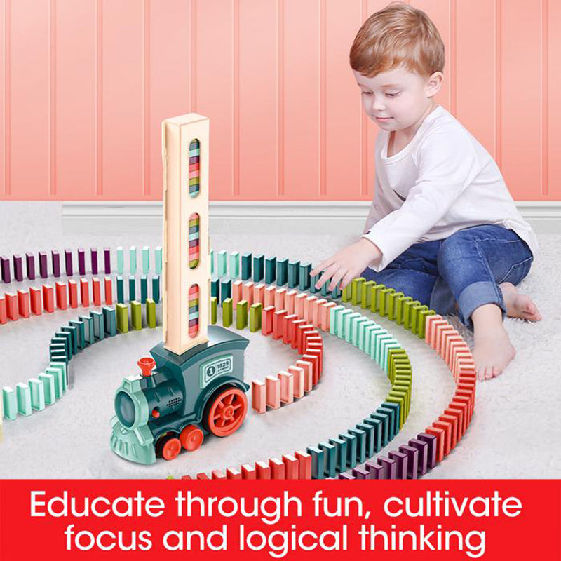Domino Train Toy for Babies - Electric Car Puzzle with Automatic Release & Building Blocks Train Set