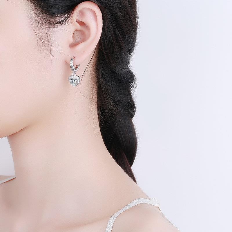 Copper Inlaid Zircon Love Earrings